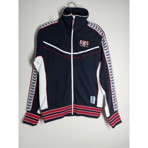 NWT Arena Men's Mark Spitz  Full Zip Jacket Navy-White  Size XS See Description